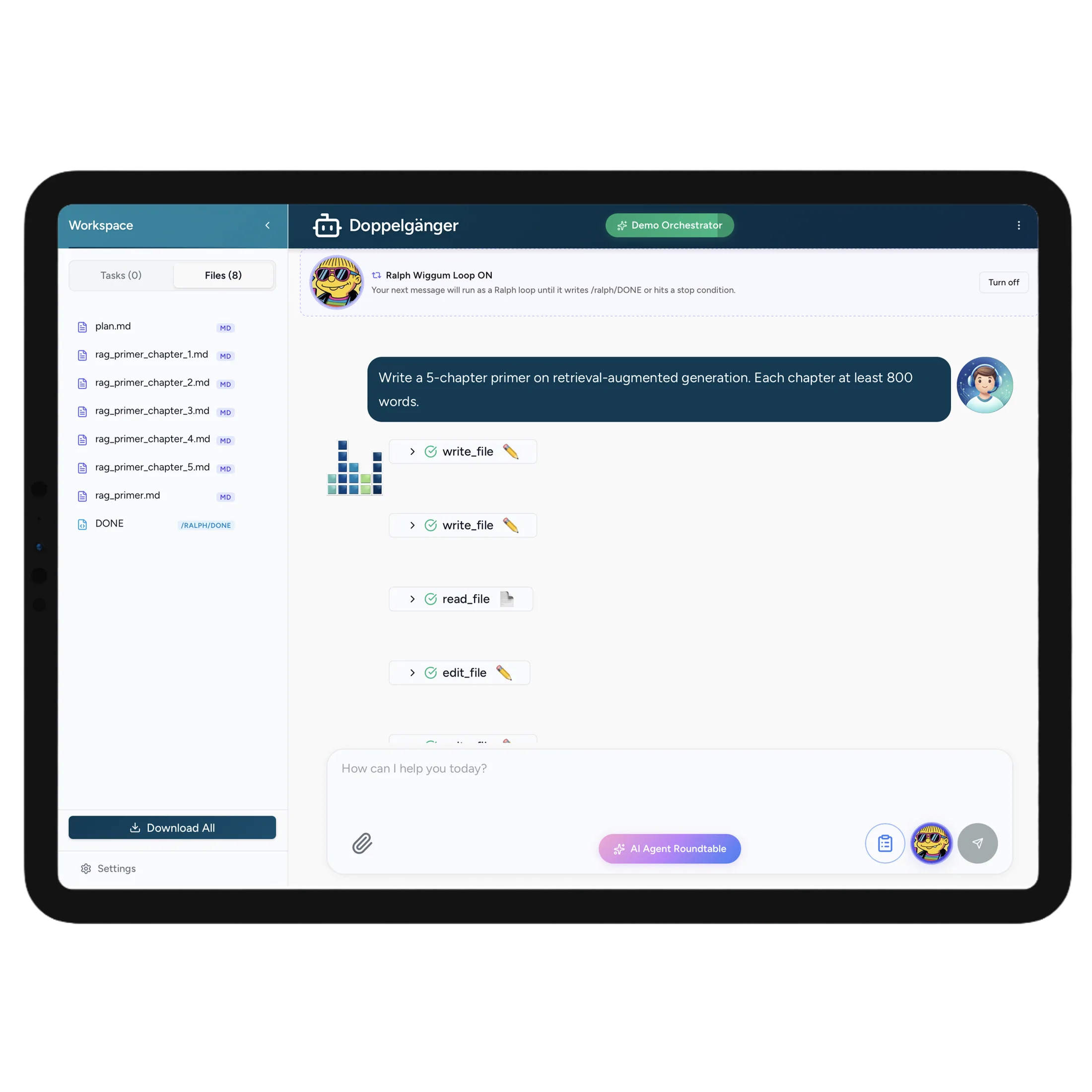 Ralph Wiggum loop — autonomous long-horizon runs with stop conditions in the ClearData AI platform