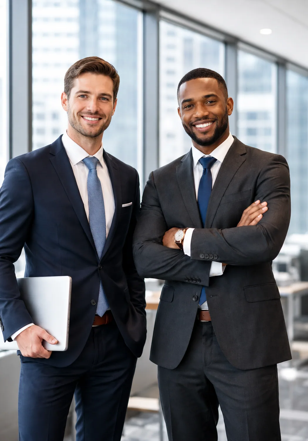 Two confident young ClearData AI professionals building careers as AI agent and context engineers